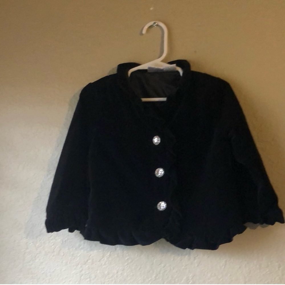 Koala Kids Jacket Black Velour Long Sleeve Button Up Toddler Girls 24 Months